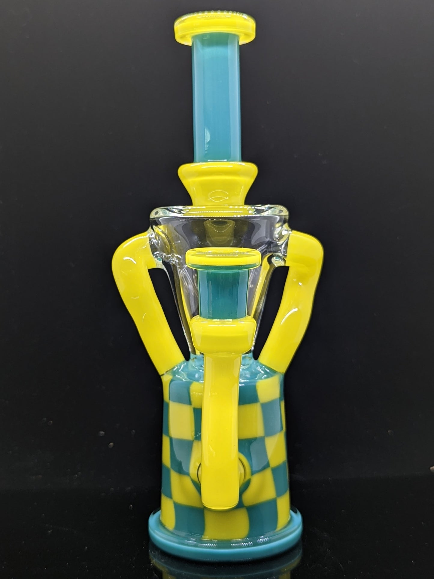 Checkerboard Recycler Opaque Aqua/Canary