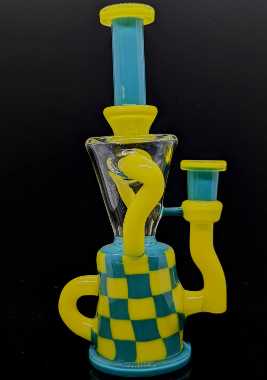 Checkerboard Recycler Opaque Aqua/Canary